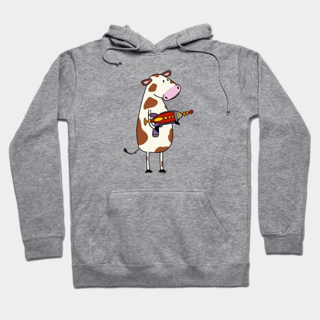 Cow with ray gun Hoodie by Coconut Moe Illustrations